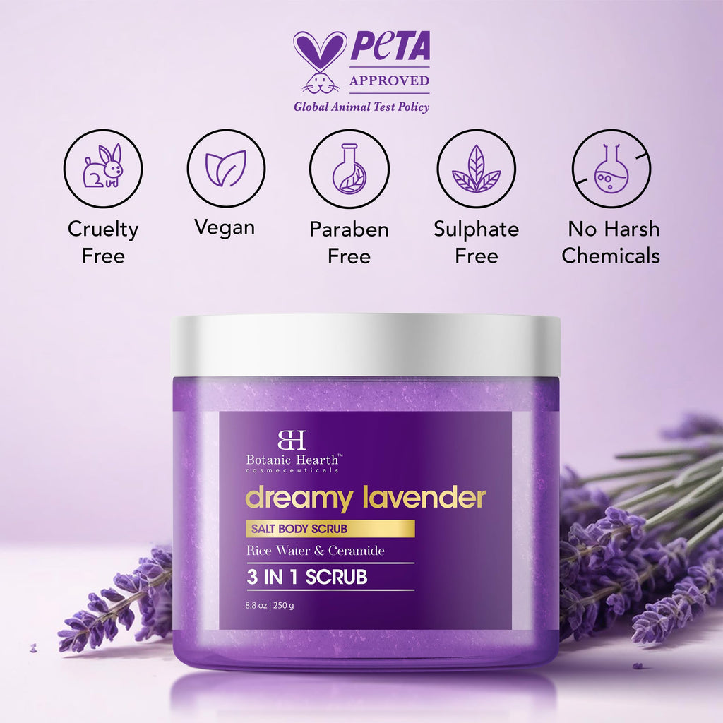 Botanic Hearth Dreamy Lavender Body Scrub 8.8 Fl Oz | Gently Exfoliates And Moisturizes Skin, Infused With Natural Lavender Oil And Essential Nutrients For Smooth And Radiant Skin