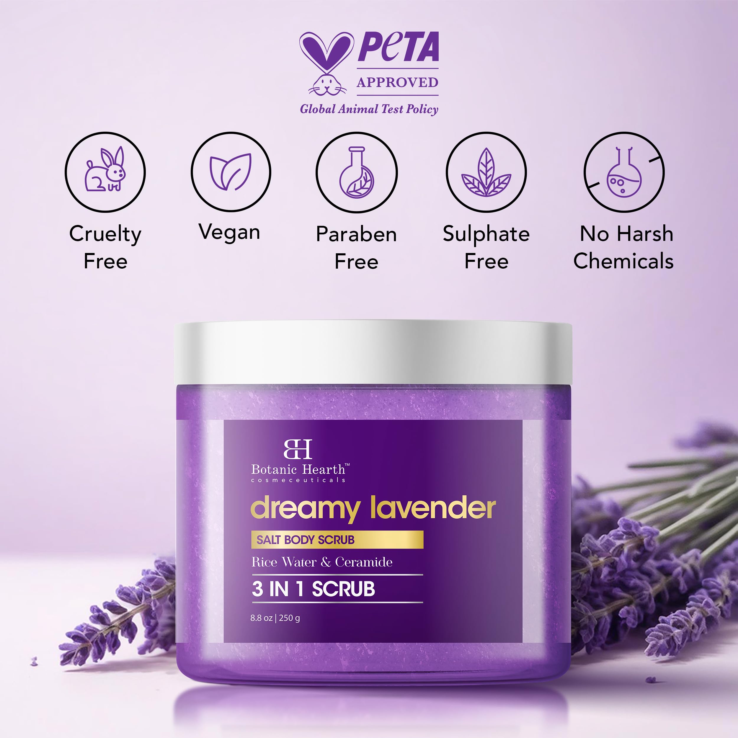 Botanic Hearth Dreamy Lavender Body Scrub 8.8 Fl Oz | Gently Exfoliates And Moisturizes Skin, Infused With Natural Lavender Oil And Essential Nutrients For Smooth And Radiant Skin