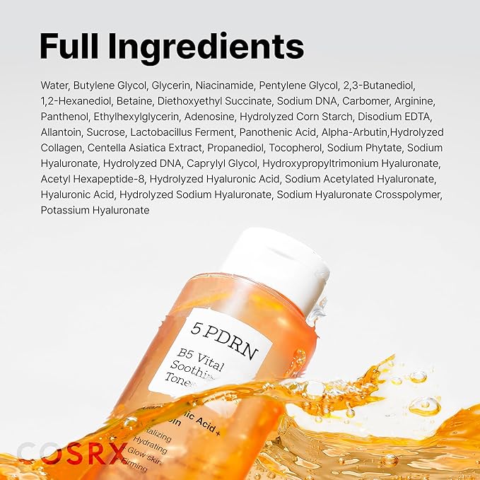 COSRX 5 PDRN B5 Vital Soothing Toner - Korean Toner for Rejuvenating & Soothing Skin with Salmon DNA, Centella, Lactobacillus PDRN & Panthenol, Korean Skin Care 9.46 fl.oz.