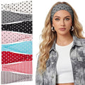 obeoby 8 Pack Polka Dot Headband for Retro Y2K Style, Trendy Stripe Hairbands for Festival Outfits Girls Non Slip Head Bands for Women's Hair