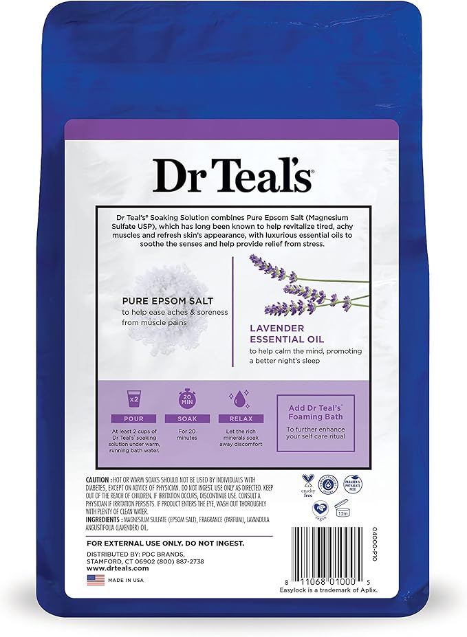 Dr Teal's Epsom Salt Magnesium Soak, Lavender, Eucalyptus & Wellness Trio, 3 lbs (Pack of 3)