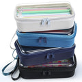 Gaillty 4 Pcs Hard Clear Zipper Case Hard Shell Plastic Pencil Case Large Transparent Pencil Box Portable Travel Organizer Toy Storage Bins for Home Office Cosmetics(Gray,Dark Blue,Blue,Black)