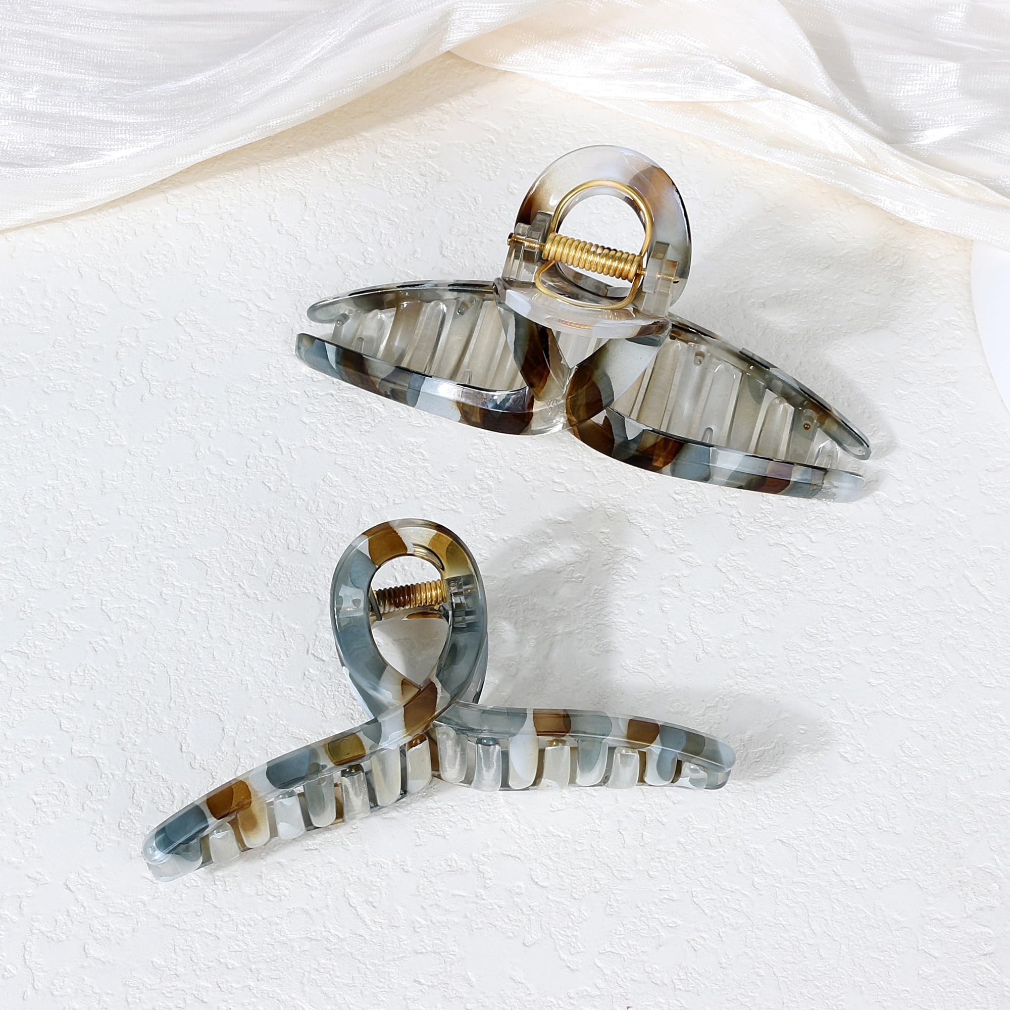 Large Butterfly Hair Claw Clips with Long Thick Hair Big 5.1" Ripple Clips Hair Accessories for Women Girls Gifts 2 Pcs