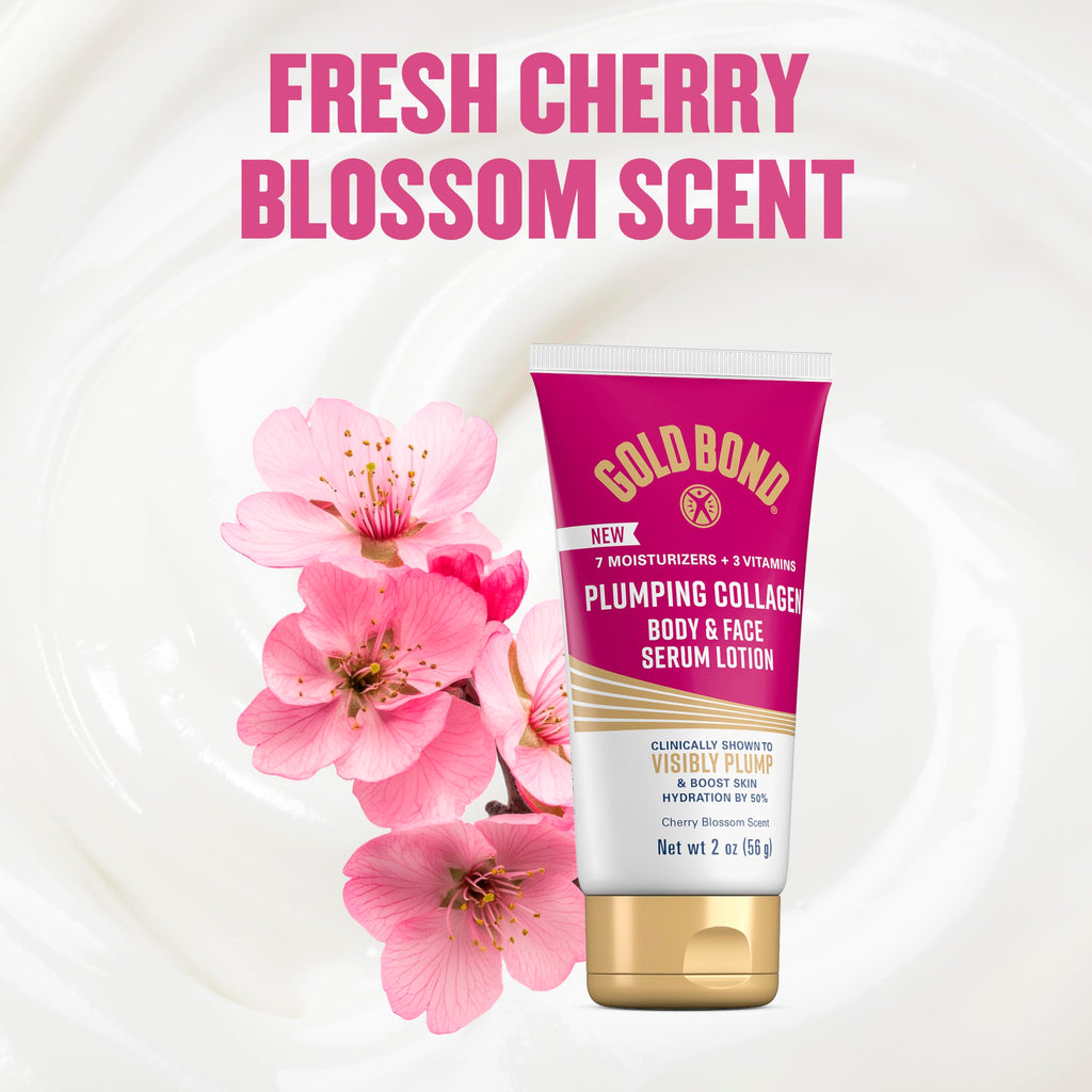 Gold Bond Plumping Collagen Body & Face Serum Lotion, Cherry Blossom Scent