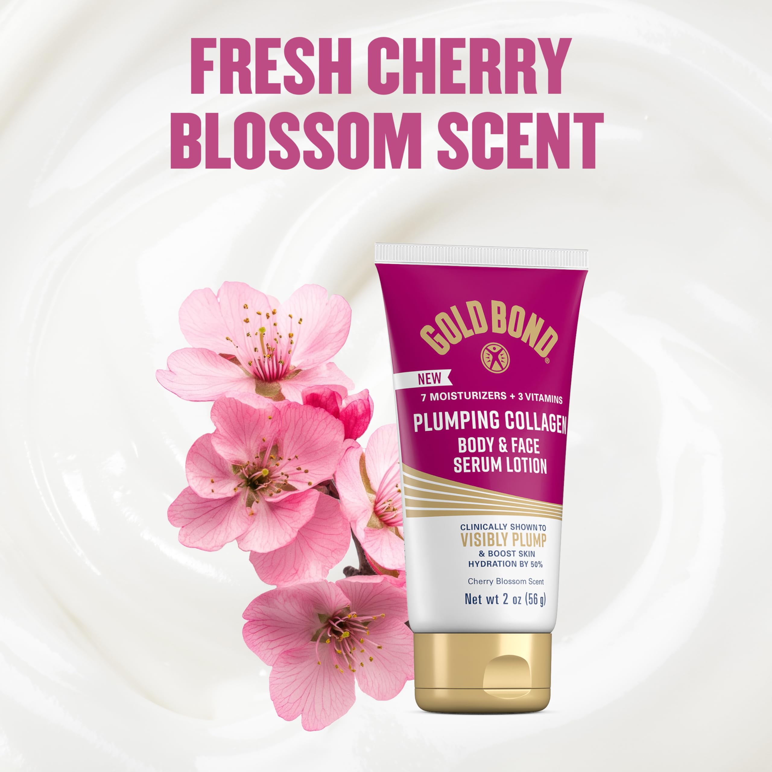 Gold Bond Plumping Collagen Body & Face Serum Lotion, Cherry Blossom Scent