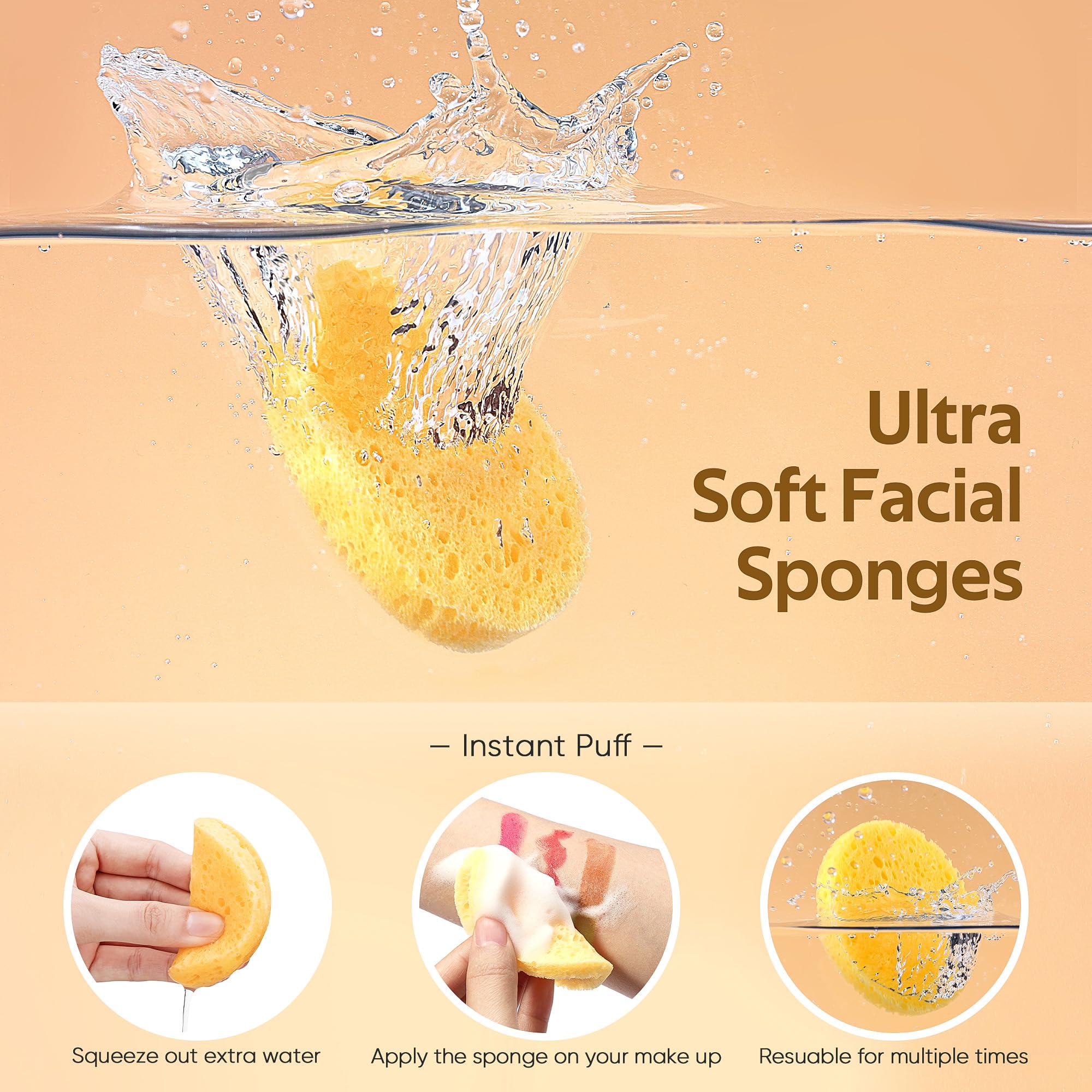 GAINWELL 100PCS Compressed Facial Sponges, Cleansing, for Personal Spa Esthetician Use