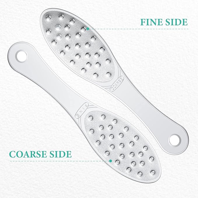 2 Pcs Stainless Steel Foot File Callus Remover Double Sided Metal Foot Scraper Rasp Scrubber for Wet or Dry Skin Professional Pedicure Tool for Hard Skin Cracked Heels Feet (Classic Style)
