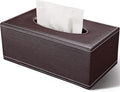 Tissue Box Cover Rectangle, PU Leather Tissue Box Holder Rectangular, Kleenex Box Covers for Home/Office/Car Decoration 9.84"X5.23"X3.77" - Brown