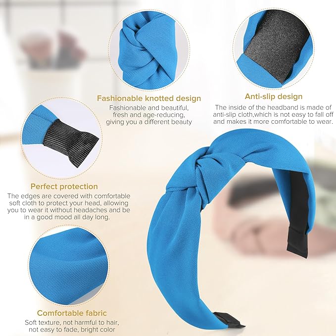 Headbands for Women Girls - 6PCS Stylish Top Knotted Headbands - Knotted Headband for Women - Head Bands Wide Hairband Hair Accessories