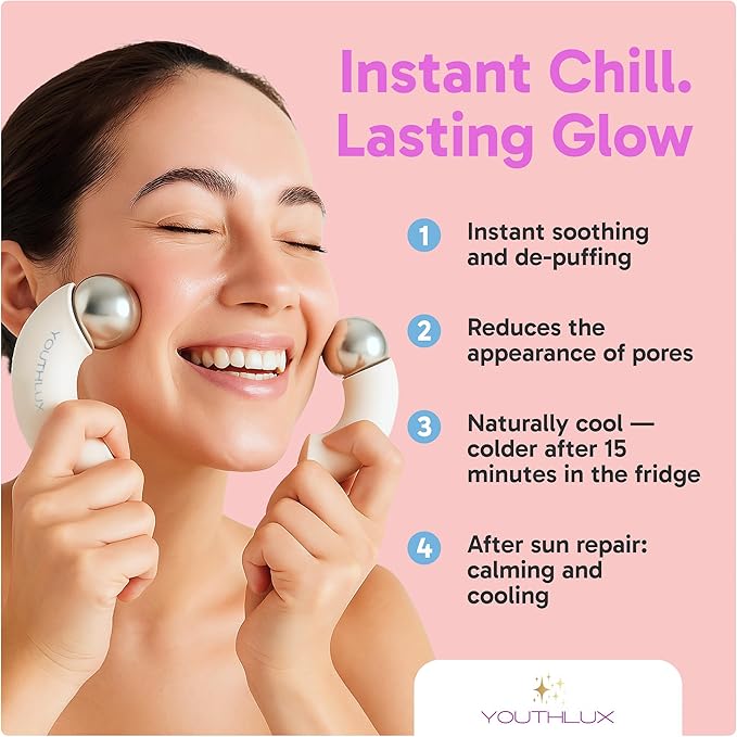 YOUTHLUX MagniGlow Roller | Magnetic Ice Globes for face with Dual Rollers | Cooling Beauty Ice Face Roller, Eyes & Neck | Portable Skincare Facial Massager for Puffiness Relief & Daily Self-Care