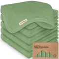 6-Pack Baby Washcloths – Soft Absorbent Viscose from Bamboo Washcloths for Face, Body, Baby Towels for Newborn, Kids, Toddlers,Infant,Gentle on Sensitive Skin,10x10 Reusable Face Towels(Meadow Green)