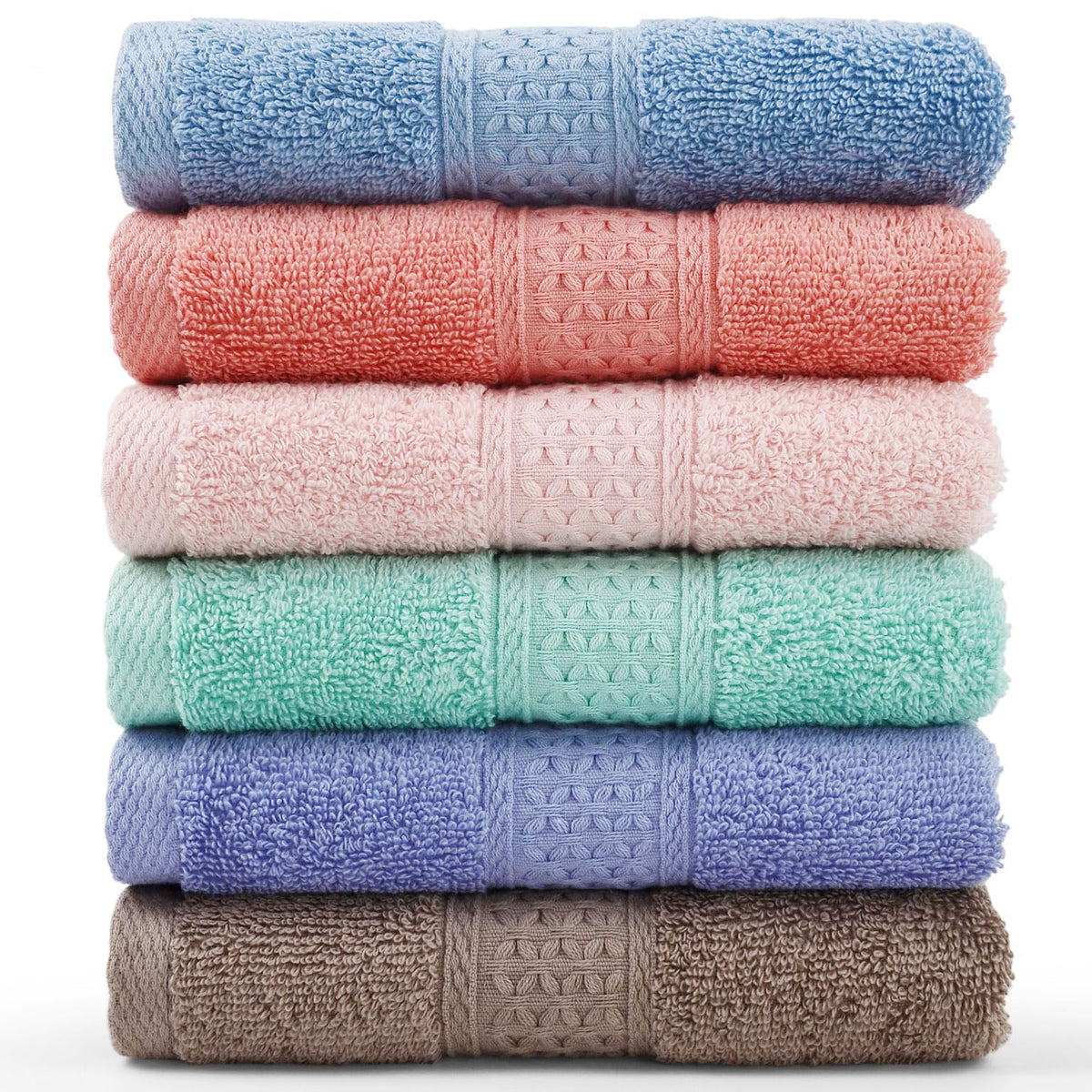 Cleanbear Washcloths Orange Face Cloths Set of 6 - Cotton 13” x 13”
