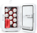 Electactic 10L Compact Mini Fridge, Portable Small Refrigerator, Small Cosmetics Cooler, 2.6 Gal Mini Fridge with AC/DC Adapters for Beverage, Food, Makeup, Bedroom, Office, Dorm, White
