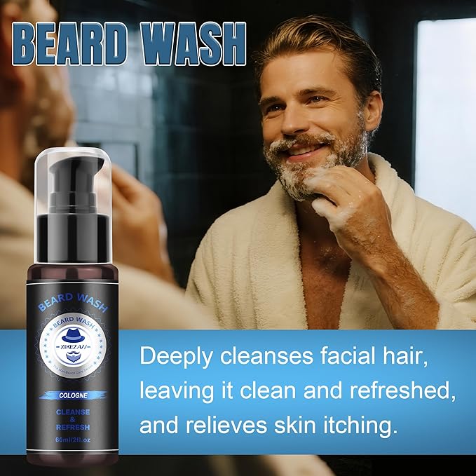 XIKEZAN Boyfriend Birthday Gifts, Beard Grooming Kit with Cologne Beard Shampoo, Oil, Balm, Conditioner, Brush,Comb,Unique Valentines Fathers Christmas Stocking Stuffers Gifts for Men Him Husband