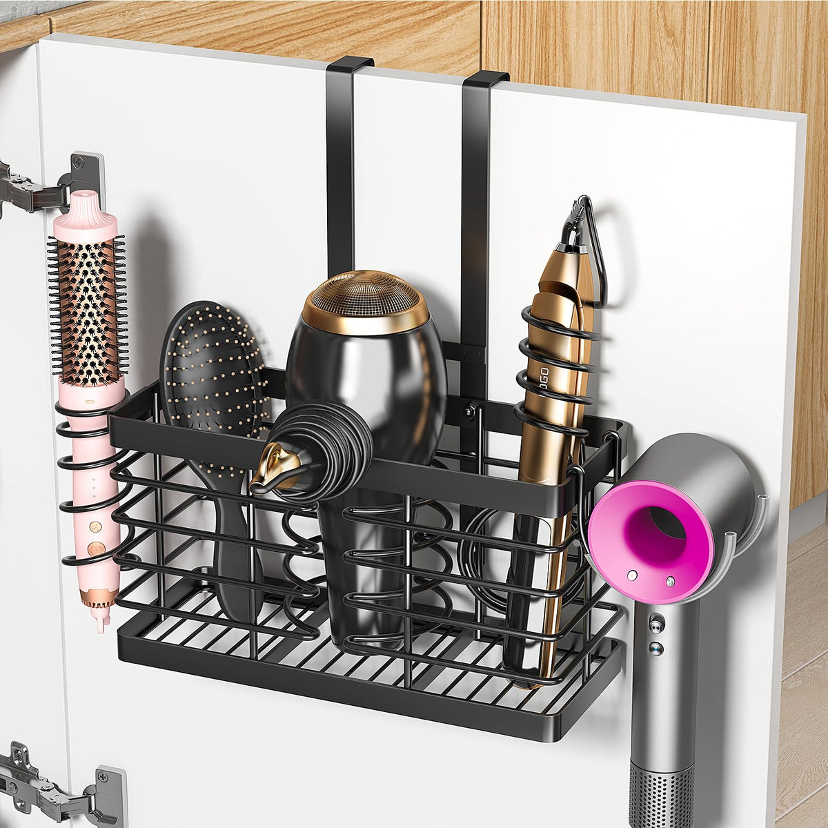 2026 Upgraded 3-in-1 Universal Hair Tool Organizer, XL Size, Black