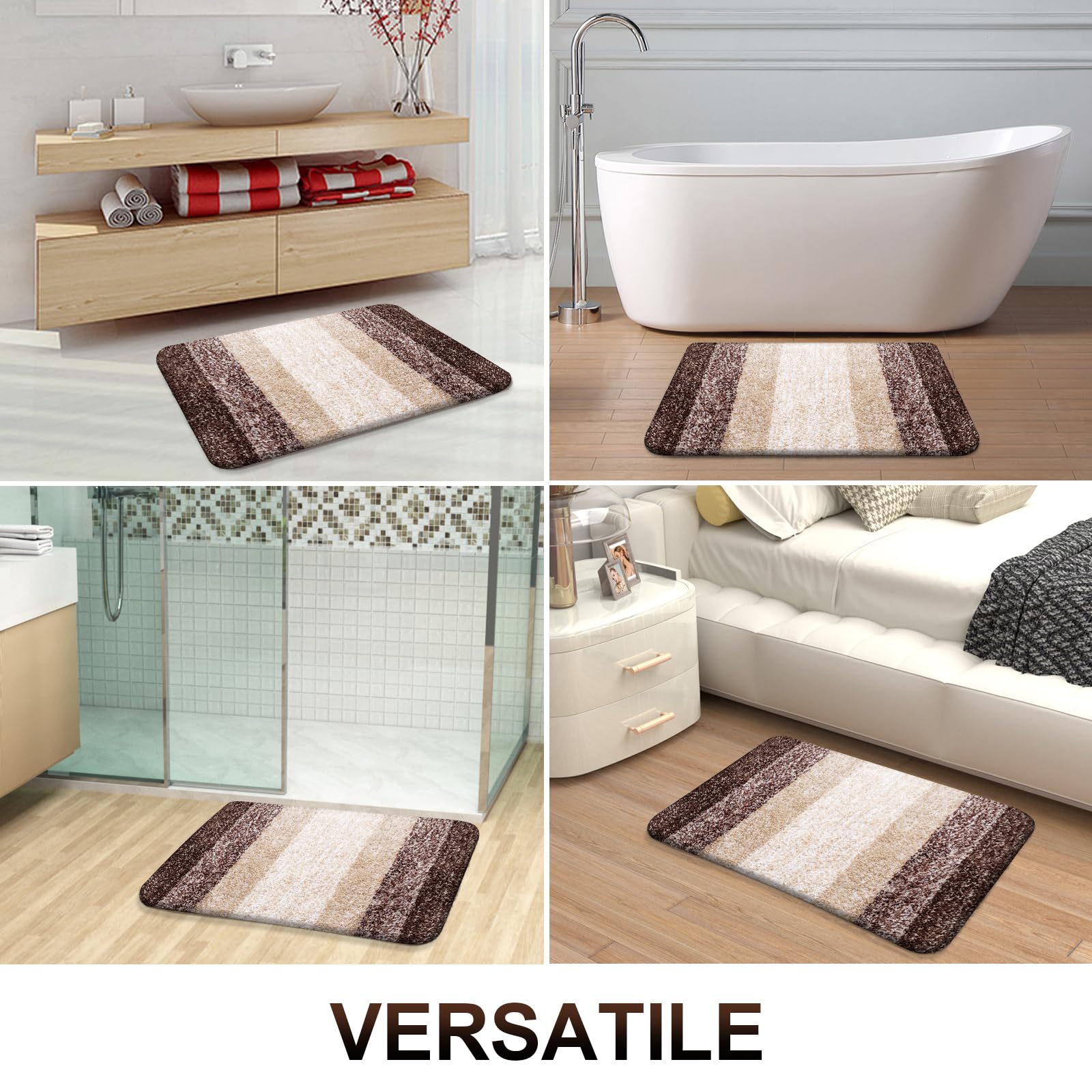 OLANLY Micorfiber Bathroom Rug Set 2 Piece, 30"x20"+24"x16"
