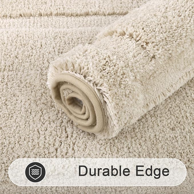 SHACOS Light Beige Bathroom Rugs Sets 3 Piece Bath Mat U Shaped Toilet Rug