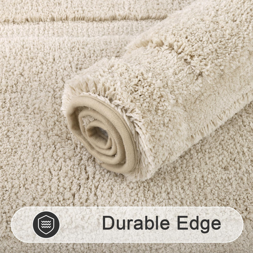 SHACOS Light Beige Bathroom Rugs Sets 3 Piece Bath Mat U Shaped Toilet Rug