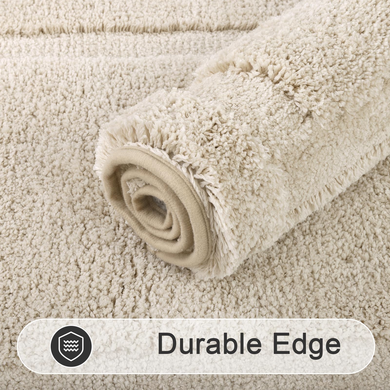 SHACOS Light Beige Bathroom Rugs Sets 3 Piece Bath Mat U Shaped Toilet Rug