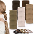 obeoby 100PCS Brown Hair Ties for Thick Hair, Seamless Nylon Elastic Ponytail Holders Stretchy Hair Bands for Women Girls
