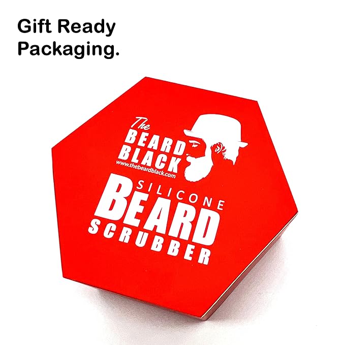 The BEARD BLACK Silicone Beard Scrubber - Deep Cleansing Beard Brush for Men - Manual Exfoliating Face Scrubber for Beardruff & Flake Removal - Soft Touch Grooming Tool for Shower & Travel