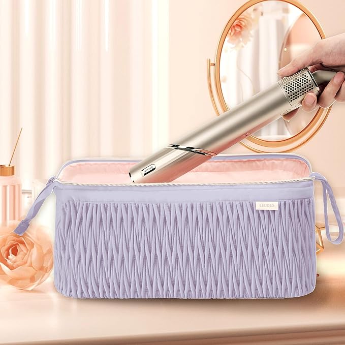 Leudes Dy son Travel Case for Shark Hair Dryer Airstraight Flex Style Hair Attachment Tool Organizer Accessories Air Wrap Flat Curling Iron Carrying Case (Lavender)