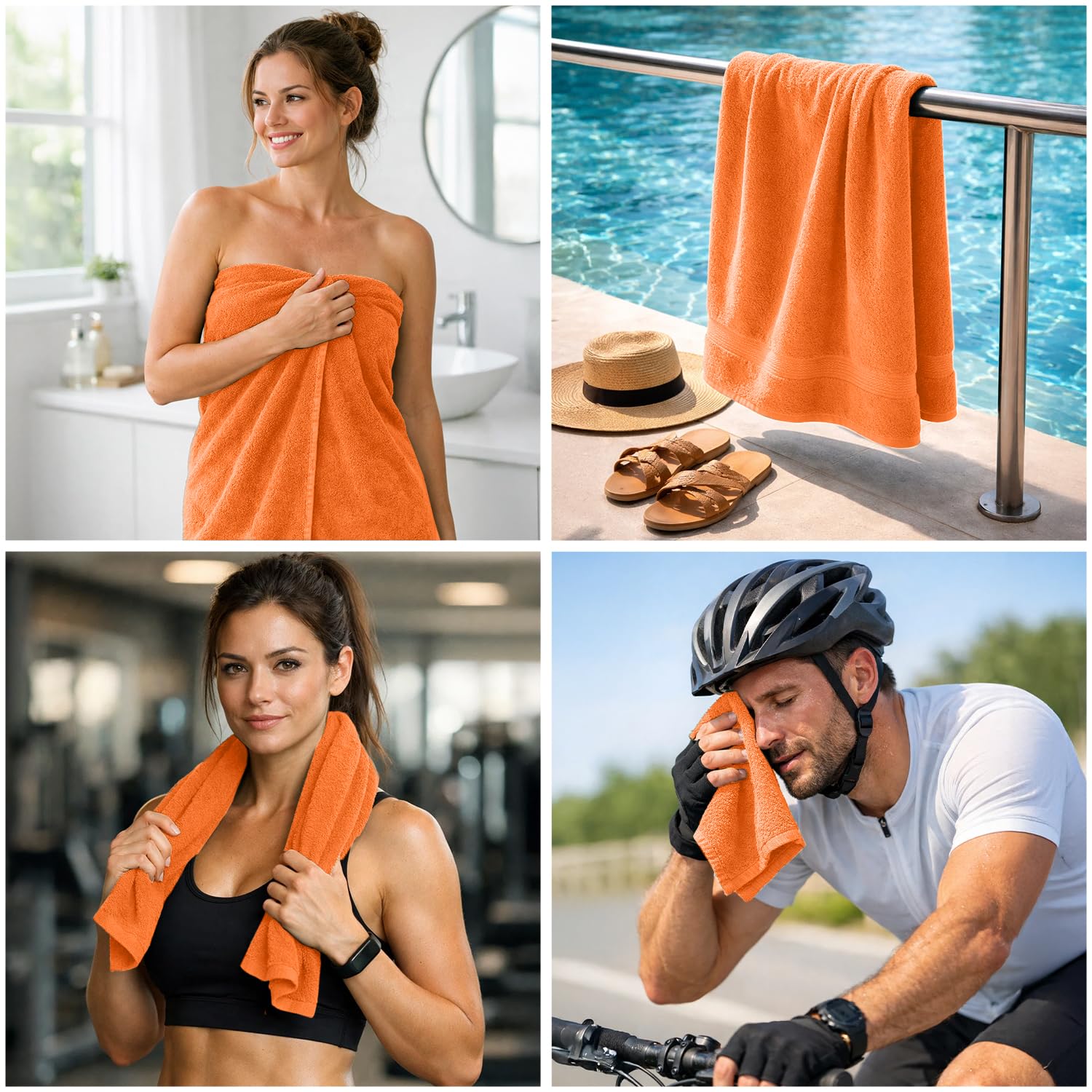 DAN RIVER 8 Piece Luxury Bath Towels for Bathroom, Towel Set, Orange
