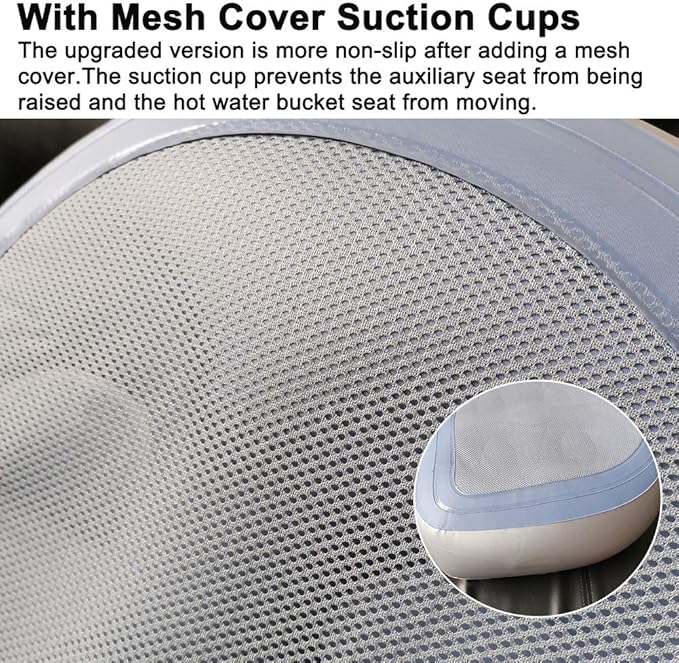 Hot Tub Booster Cushion w/Suction Cups, Inflatable Spa Cushion PVC Bathtub Pillow, Soft Seat Back Support Tub Booster Pad for Adults at Home Spa & Rest (Blue)