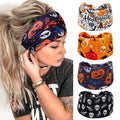 Huachi Halloween Headbands for Women Cute Knotted Head Bands Girls Hair Accessories Devil Pumpkin Skull Hairbands Fashion Fall Costume Hairwear Holiday Gifts (Pack of 4)