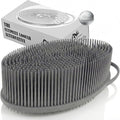 Avilana Silicone Body Scrubber for Shower – SGS Certified Food Grade Dual Sided Bath Brush, Gentle Exfoliating Silicone Loofah Alternative, Sensitive Skin Body Brush (Gray-Silver, Exfoliate)