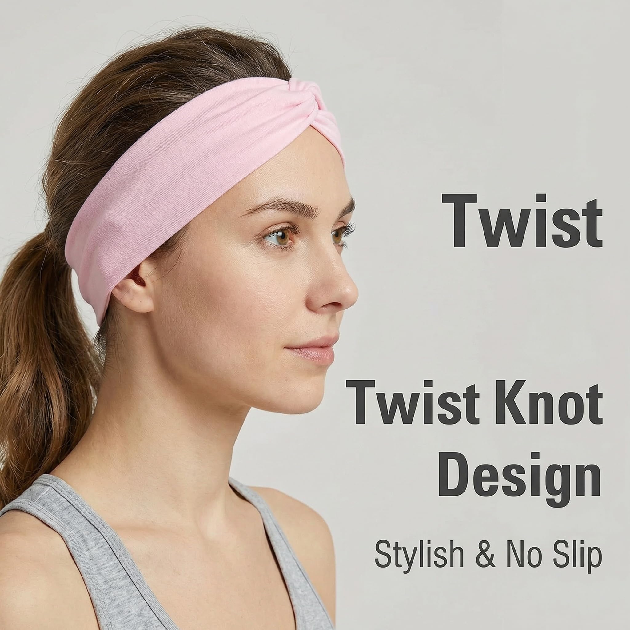 Stretchy Wide Headbands for Women - 12 Pcs Non Slip, Absorbed Sport Headband Soft Twist Knotted Headbands for Daily Life Yoga Workout (12 Color2)