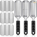 12 Pcs Foot File Callus Remover Replacement Blades Metal File Callus Remover Shaver Blades Hard Skin Remove Stainless Steel 2 Designs Big/fine Hole for Detachable Foot Scrubber
