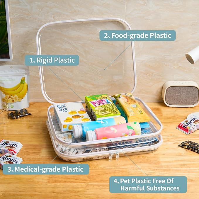 YQBRAO Clear Hard Shell Storage Organizer Set, 2-Pack, White