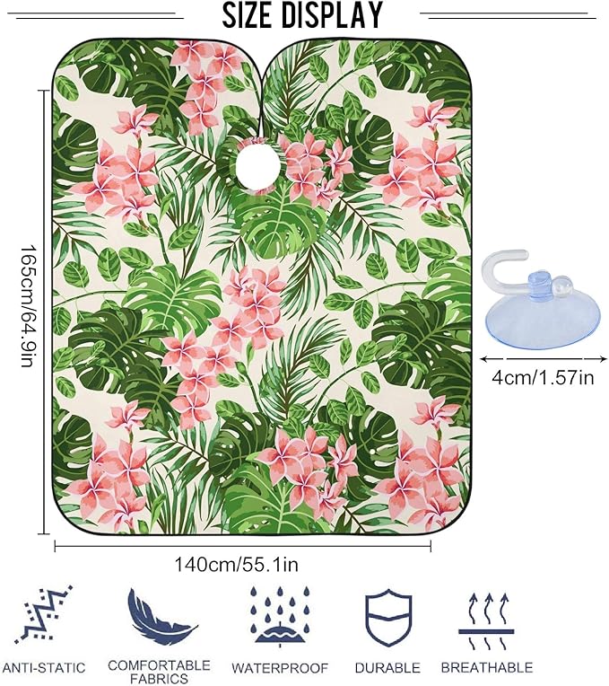 Visesunny Barber Cape - Tropical Hibiscus Floral Polyester Hair Cutting Salon Apron Anti-Static Haircut Water-Resistant Shaving Cloth Beard Shaving Bib Hairdressing Cape
