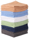 Towel and Linen Mart 100% Cotton - 24 Pack Wash Cloth Set - Flannel Face Cloths, Highly Absorbent and Soft Feel Fingertip Towels (Multi, Pack of 24)