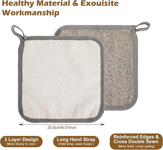 3Pcs Exfoliating Washcloths for Face 8x8 Inch Bamboo Charcoal Premium Face Body Wash Cloths with Softness Scrubbing Two Sides Exfoliating Towel for Women Men(Grey)