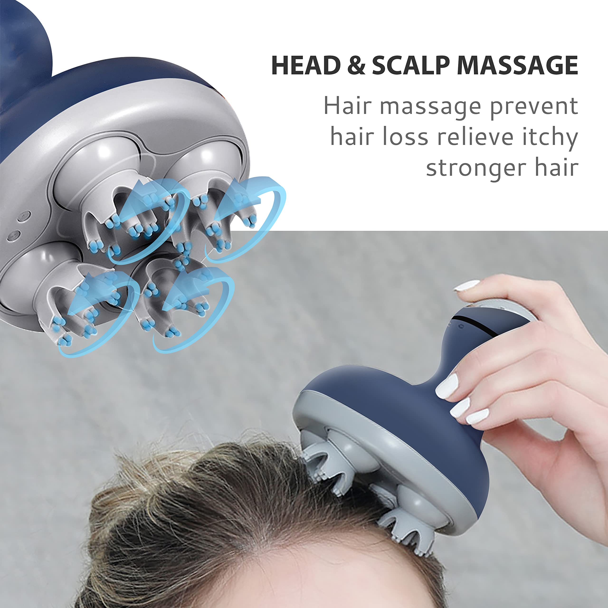 COMFIER Cordless Electric Scalp Massager with Mutlti-Modes Vibration, Handheld Cat Head Massager for Pets, Portable Dog Head Massage for Deep Clean and Stress Relax