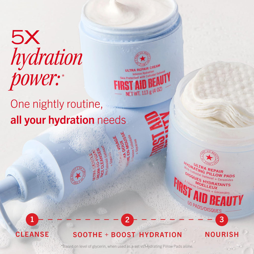 First Aid Beauty Ultra Repair Cream, Intense Hydration - Clinically Tested Face & Body Moisturizer with Colloidal Oatmeal - Supports Eczema & Dry Skin Barrier Repair - Fragrance Free - 6 oz