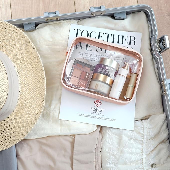 PACKISM TSA Approved Toiletry Bag - Clear Makeup Bag for Travel, Nude Pink