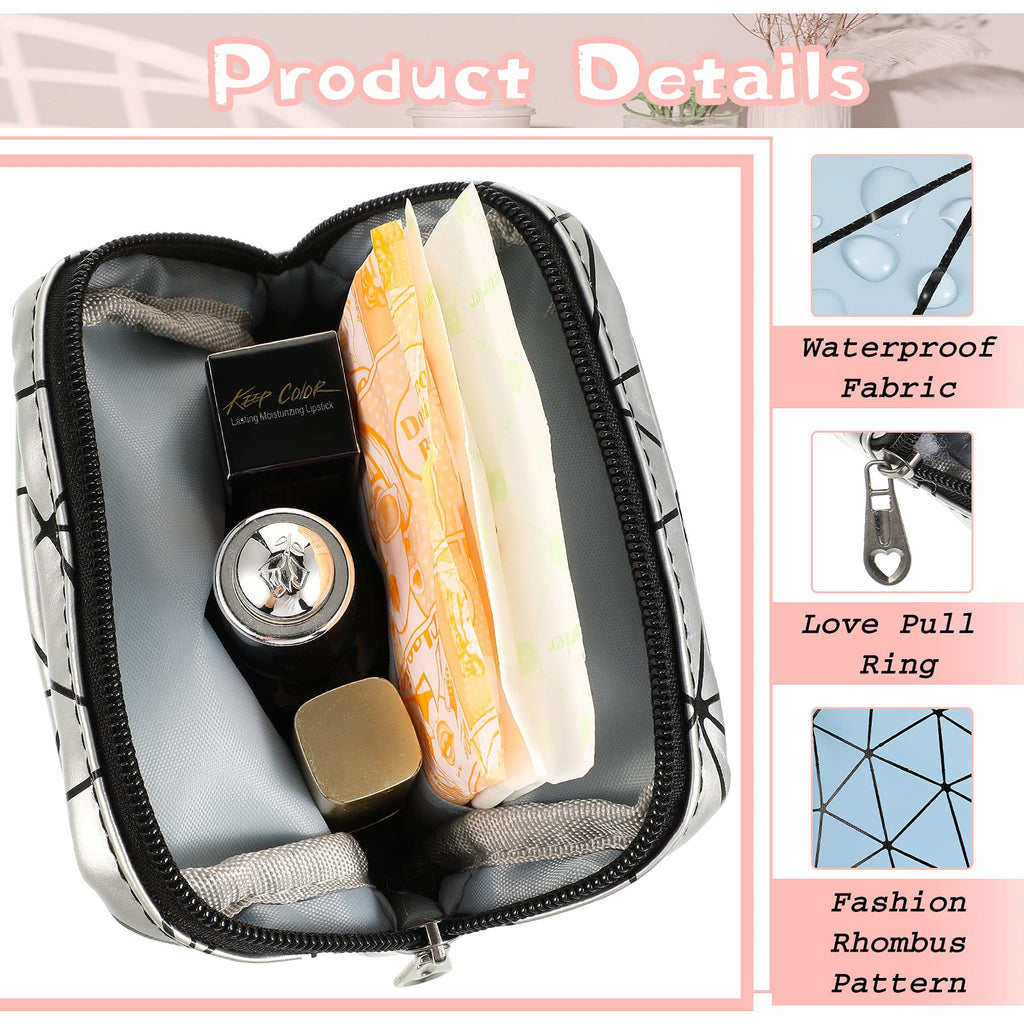 Weewooday 4 Pcs Small Quilted Makeup Bag Travel Cosmetic Makeup Bags Organizer Sanitary Napkin Storage Bag Floral Cotton Coquette Aesthetic Toiletry Bags for Women Girls(5x5x1.6inch,Classic)