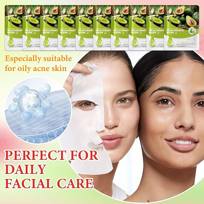 10 Pack Variety Facial Sheet Masks Skin Care Set, Hydrating Bulk Sheet Face Masks Skincare Gifts Set for Women Men, Long Lasting Moisturizing Face Mask Skincare for All Skin Type（C8)