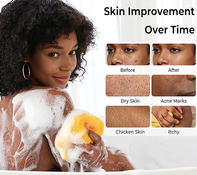 African Net Sponge Authentic - Exfoliating Back Scrub Bath Sponge with Knots - Afro Scrub Body Scrubber Exfoliator Washcloth - African Body Care Daily Use Shower Essentials