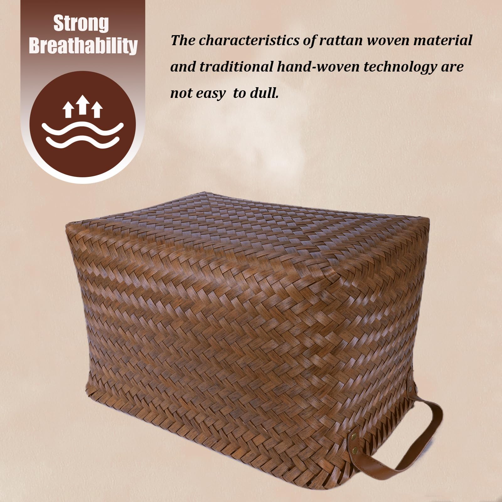 BROWNLILY Handwoven Clothes Basket Laundry Hampers Large Wicker Storage Baskets for Shelves Blankets Closet Storage Bins Car Bedroom Bathroom Organizers and Storage Bath (9, Brown)