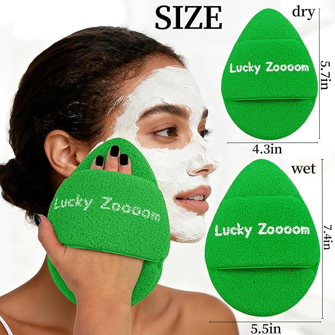 Large Face Sponges for Cleansing, Reusable Faces Scrubber Pads for Women for Washing Face, Gentle Esponjas Faciales for Deep Pore Cleansing, Blackheads, Daily Facial Cleans, Makup Remover (Green)
