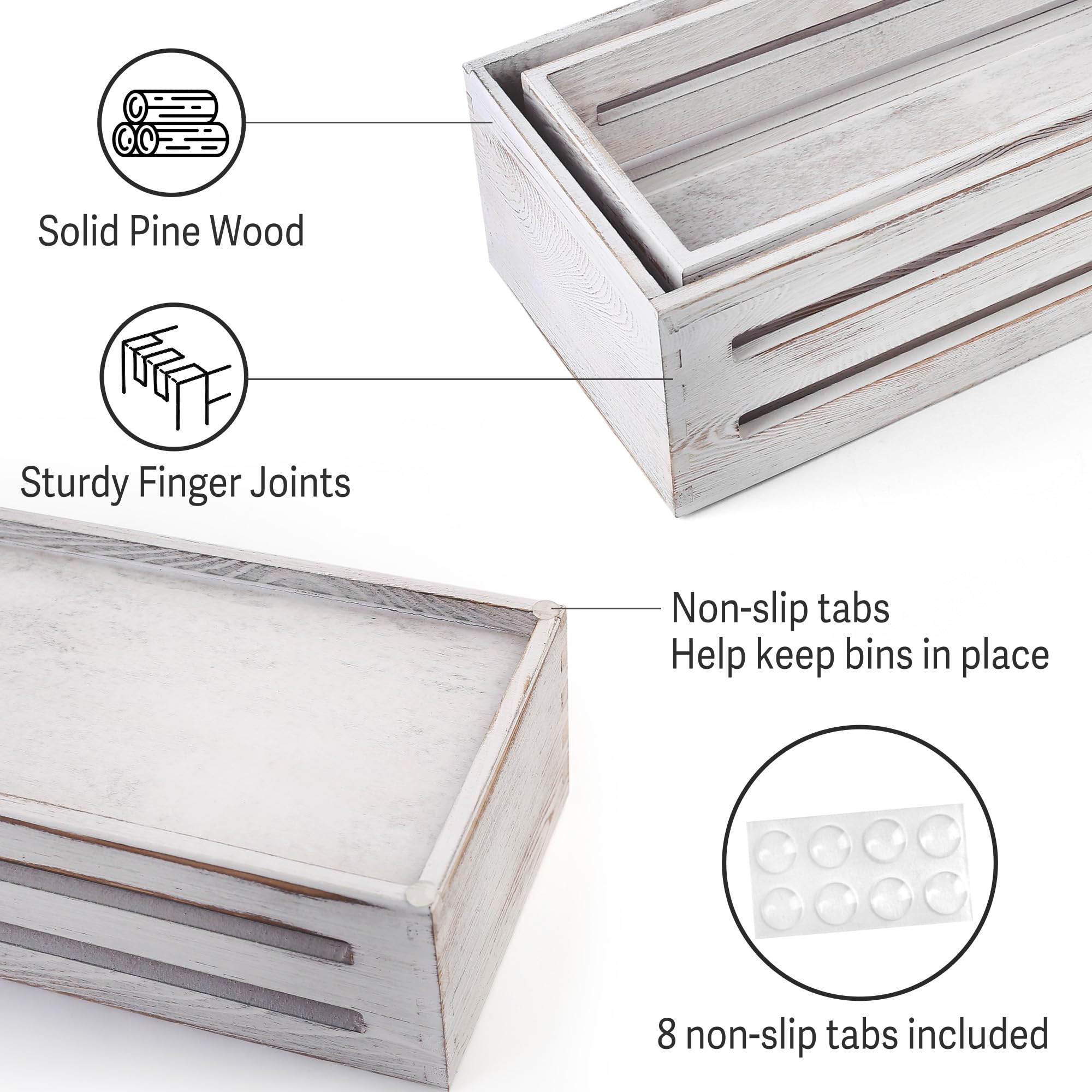 LotFancy Bathroom Decor Box, 2 Pack Wooden Toilet Paper Holder, White Toilet Storage Basket for Back of Toilet, Farmhouse Toilet Tank Topper