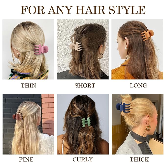 Sisiaipu 12Pcs Hair Clips for Women 1.8 Inch Small Claw Clips for Thin Hair Medium Hair Claw Clips for Thick Hair Accessories for Women Girls (Colorful)