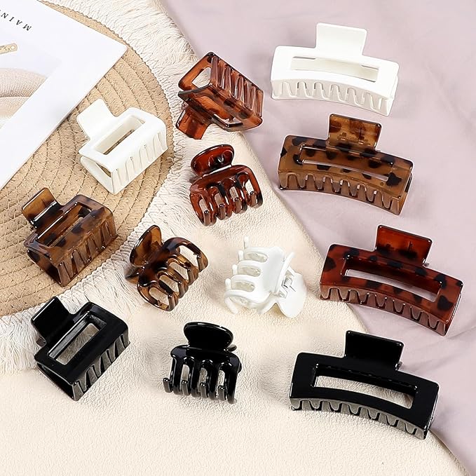 SMKSL 3 Styles Hair Clips for Women Small Medium Big Claw Clips for Thin Thick Hair 12 Pcs Hair Claw Clips Hair Clips Combination Hair Accessories for Women (Tortoise)