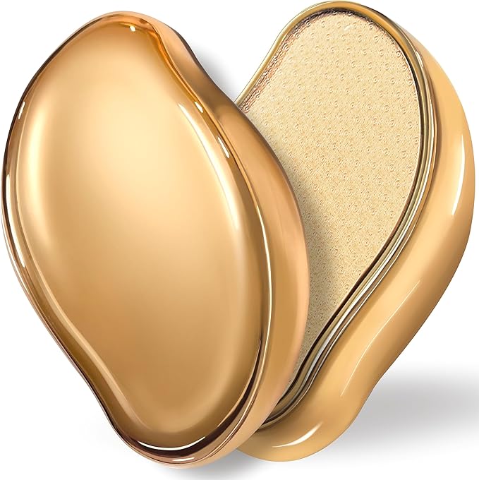 GABOX Nano Glass Pro Foot File - Callus Remover for Feet - Heel Foot Scrubber Dead Skin Exfoliator - Pedicure SPA Tool for Women & Men - Removedor de Callos en Los Pies - Crystal Gold