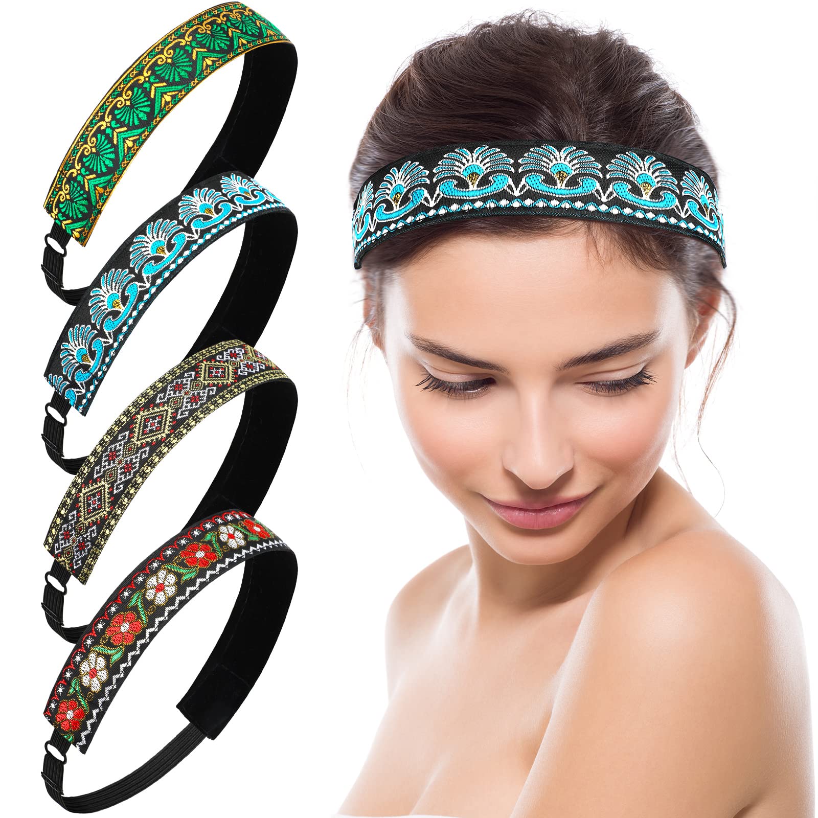 Sintege 8 Pcs Woman Elastic Headband Adjustable Non Slip Headbands,Fresh