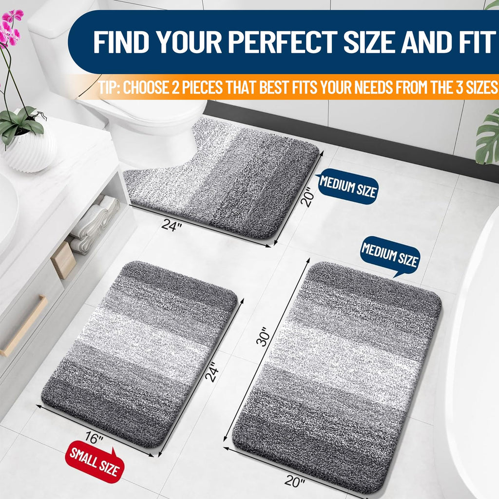OLANLY Micorfiber Bathroom Rug Set 2 Piece, 30"x20"+24"x16"